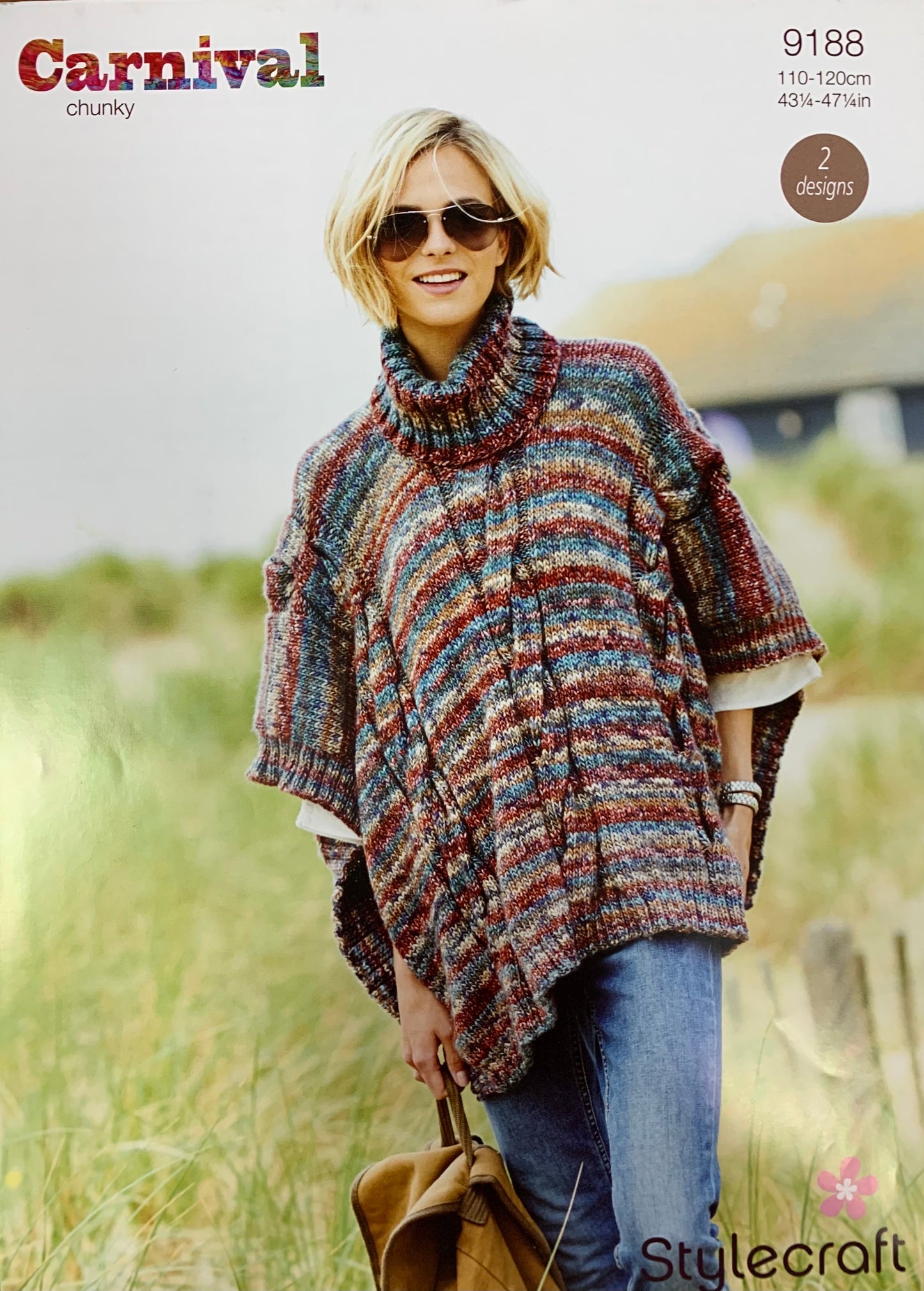 9188 Stylecraft Carnival chunky ladies poncho round and cowl neck knitting pattern