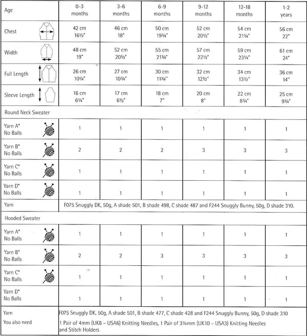 Sirdar 5290 Snuggly DK Baby Child Sweaters Knitting Pattern