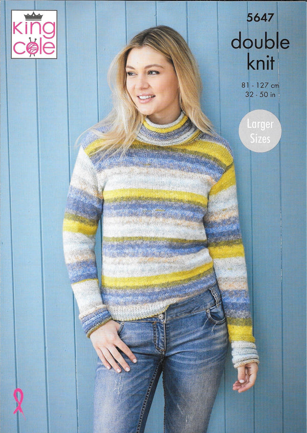 5647 King Cole Bramble dk ladies sweaters knitting pattern
