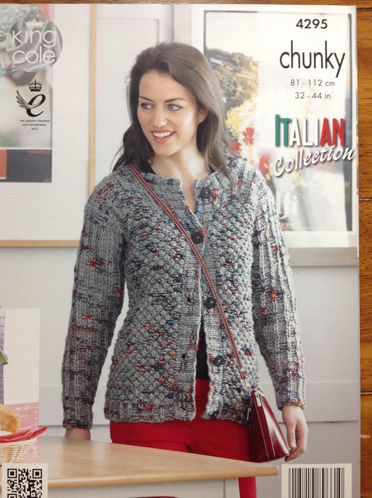 King Cole 4295 Chunky Ladies Sweater and Cardigan knitting pattern