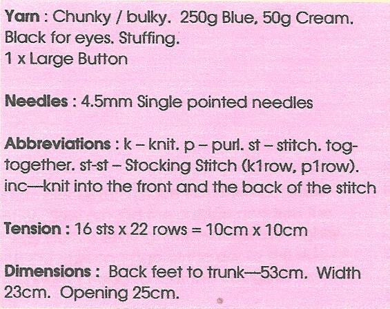 KBP069 Elle Elephant Pyjama case in Chunky knitting pattern