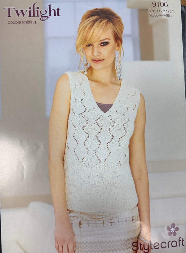 9106 Stylecraft Twilight DK Ladies Bolero Vest Knitting pattern