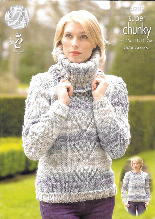 4289 King Cole Big Value Super Chunky Tints ladies sweaters knitting pattern