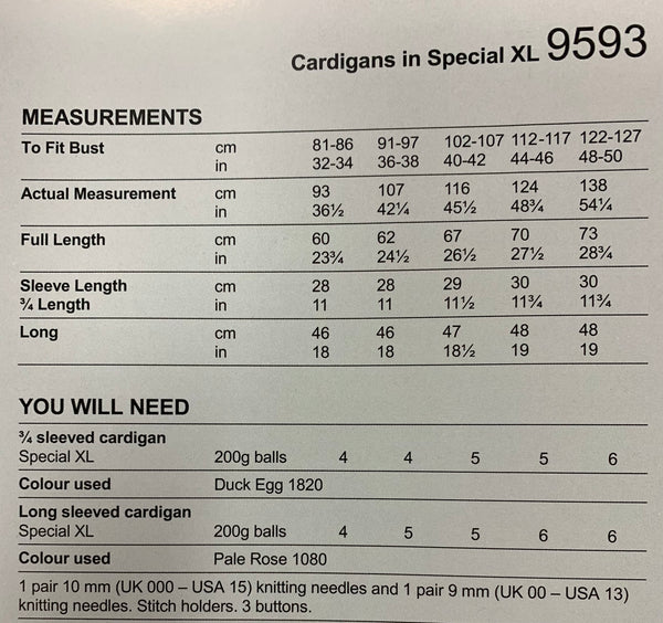 9593 Stylecraft Special XL super chunky ladies cardigans knitting pattern
