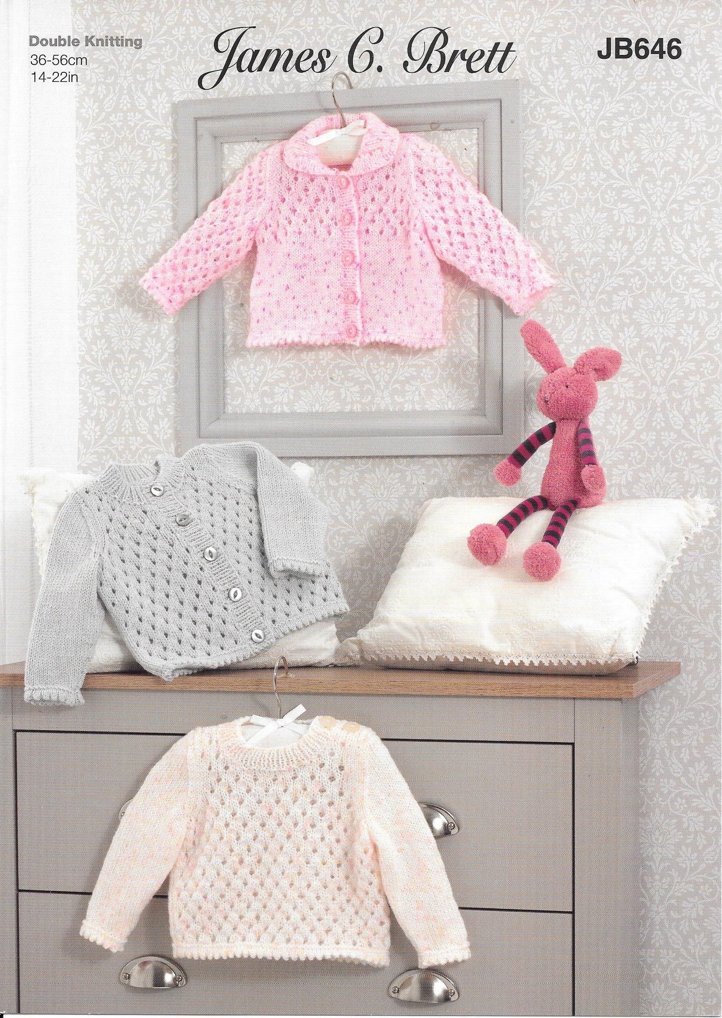 646 JB646 James C Brett Rainbow Sprinkles and Innocence dk baby cardigans and sweater knitting pattern