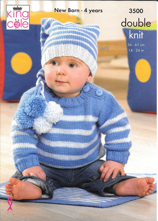 King Cole 3500 DK Comfort Baby - Child Sweater, Jacket, Hat and Blanket knitting pattern