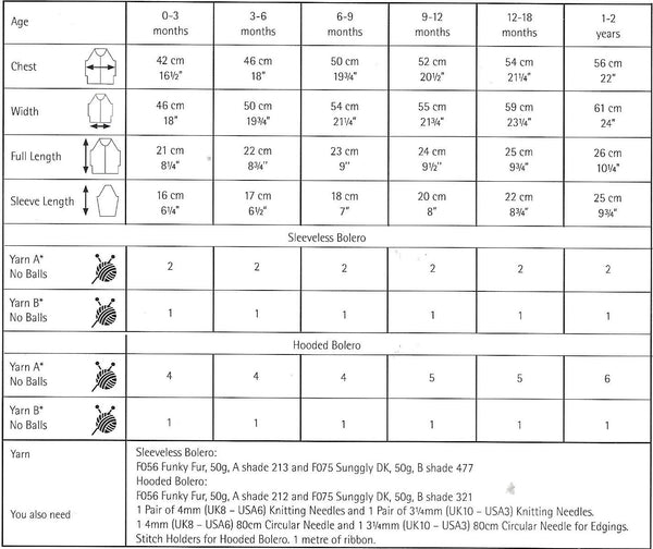 Sirdar 5337 Funky Fur & Snuggly Dk Baby Child Boleros Knitting Pattern