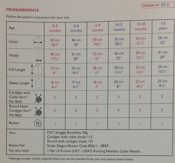 Sirdar 5313 Bouclette Pattern for Baby Jacket knitting pattern